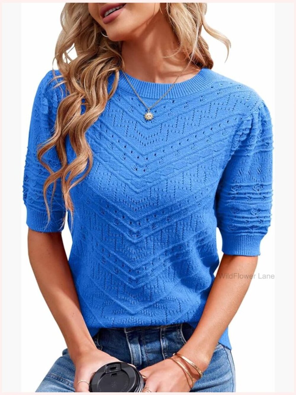 Short Sleeve Pullover Sweater Knit Blouse Cute Dot Sweater Shirt Tops